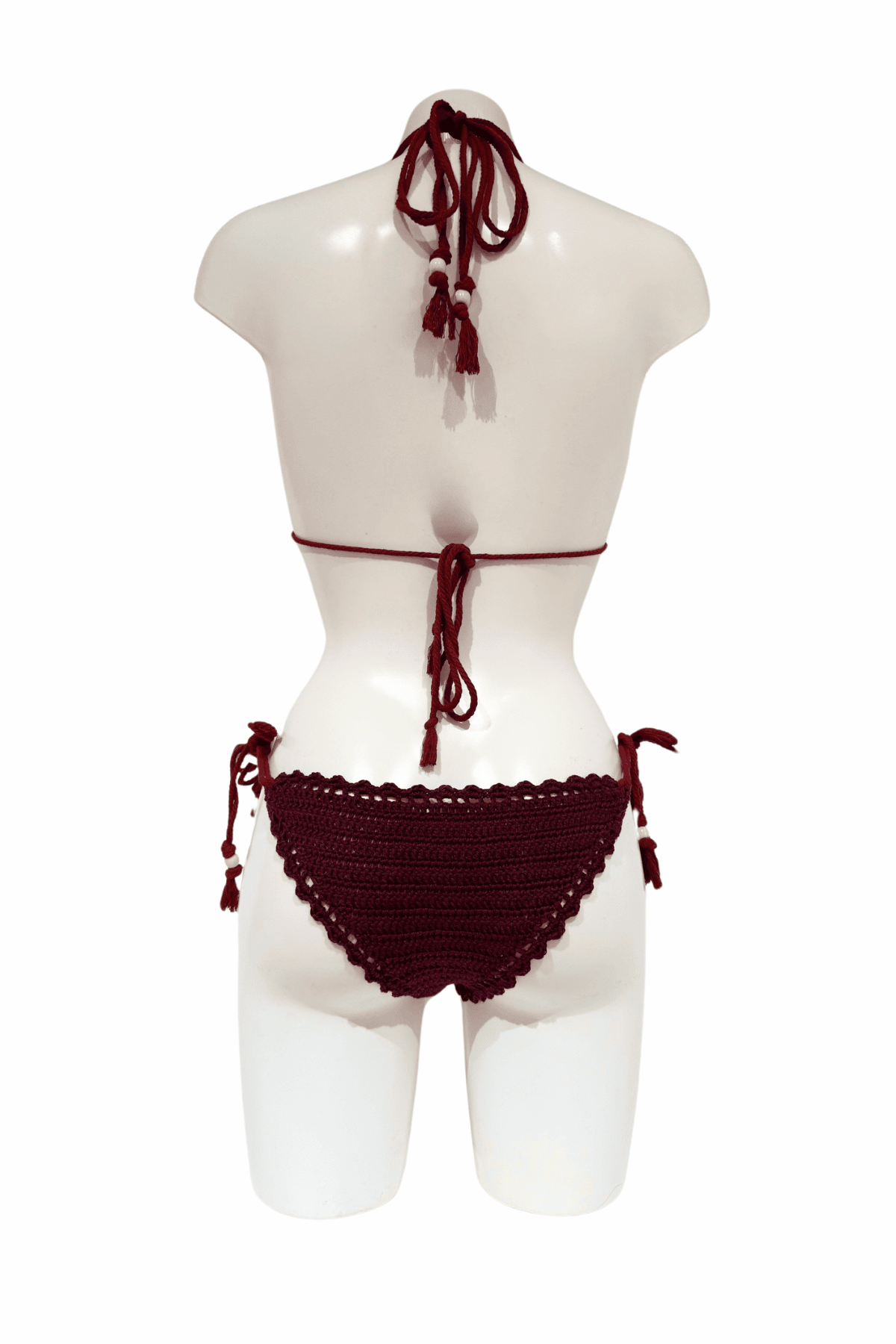 Classic Brown Gold luxury crochet bikini, designed and handmade in Switzerland by RA LIVING – exclusive designer beachwear and swimwear for a stylish summer look.