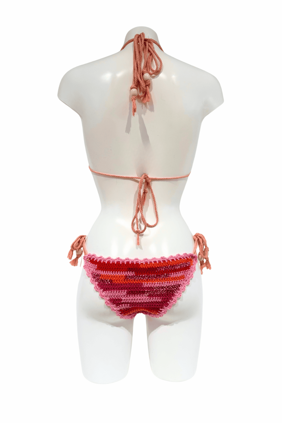 Pink Rainbow luxury crochet bikini, designed and handmade in Switzerland by RA LIVING – exclusive designer beachwear and swimwear for a stylish summer look.