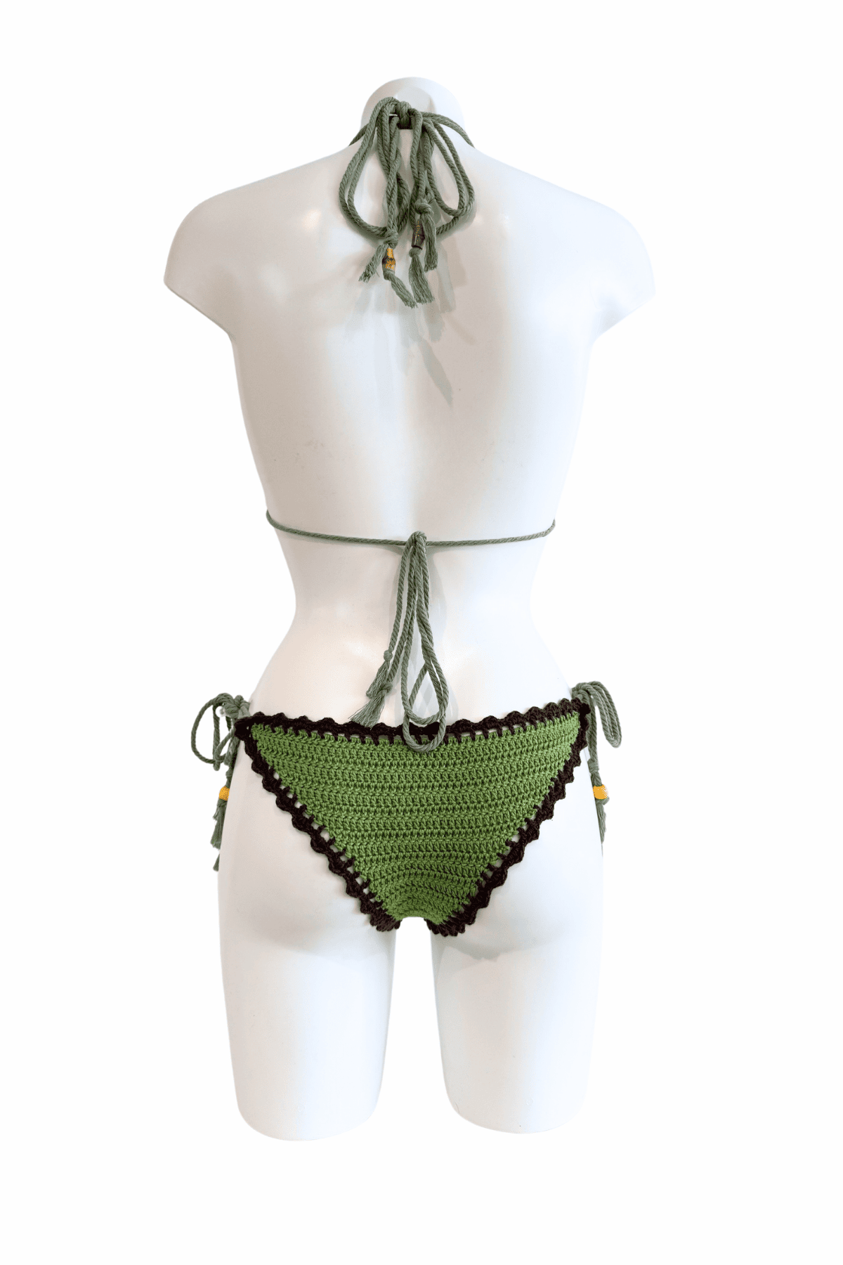 Sunflower luxury crochet bikini, designed and handmade in Switzerland by RA LIVING – exclusive designer beachwear and swimwear for a stylish summer look.