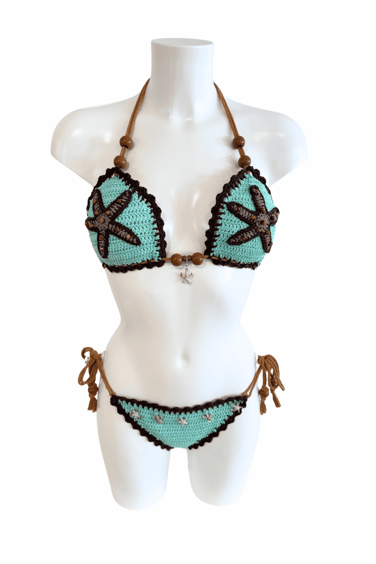 Seastar luxury crochet bikini, designed and handmade in Switzerland by RA LIVING – exclusive designer beachwear and swimwear for a stylish summer look.