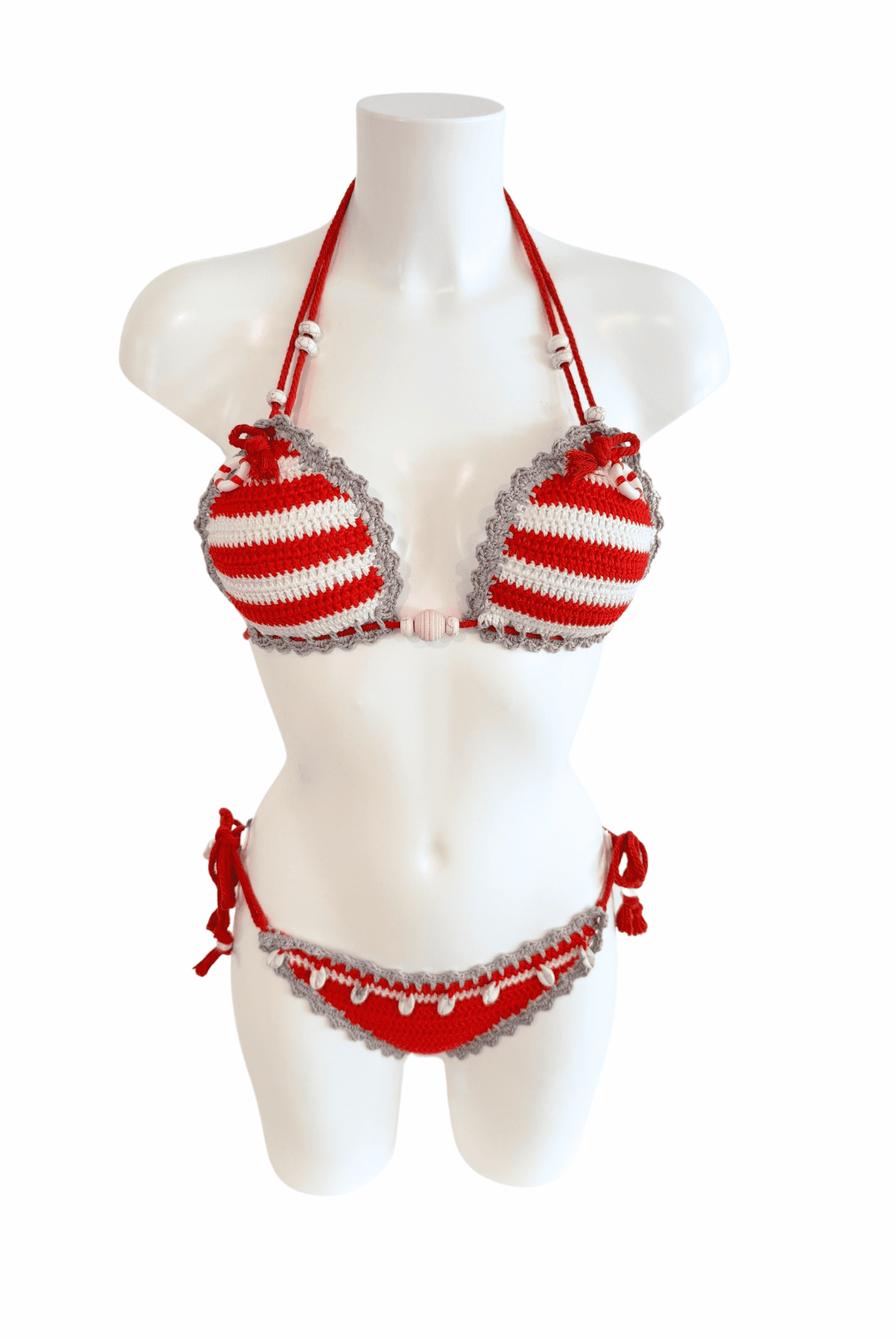 Baywatch luxury crochet bikini, designed and handmade in Switzerland by RA LIVING – exclusive designer beachwear and swimwear for a stylish summer look.