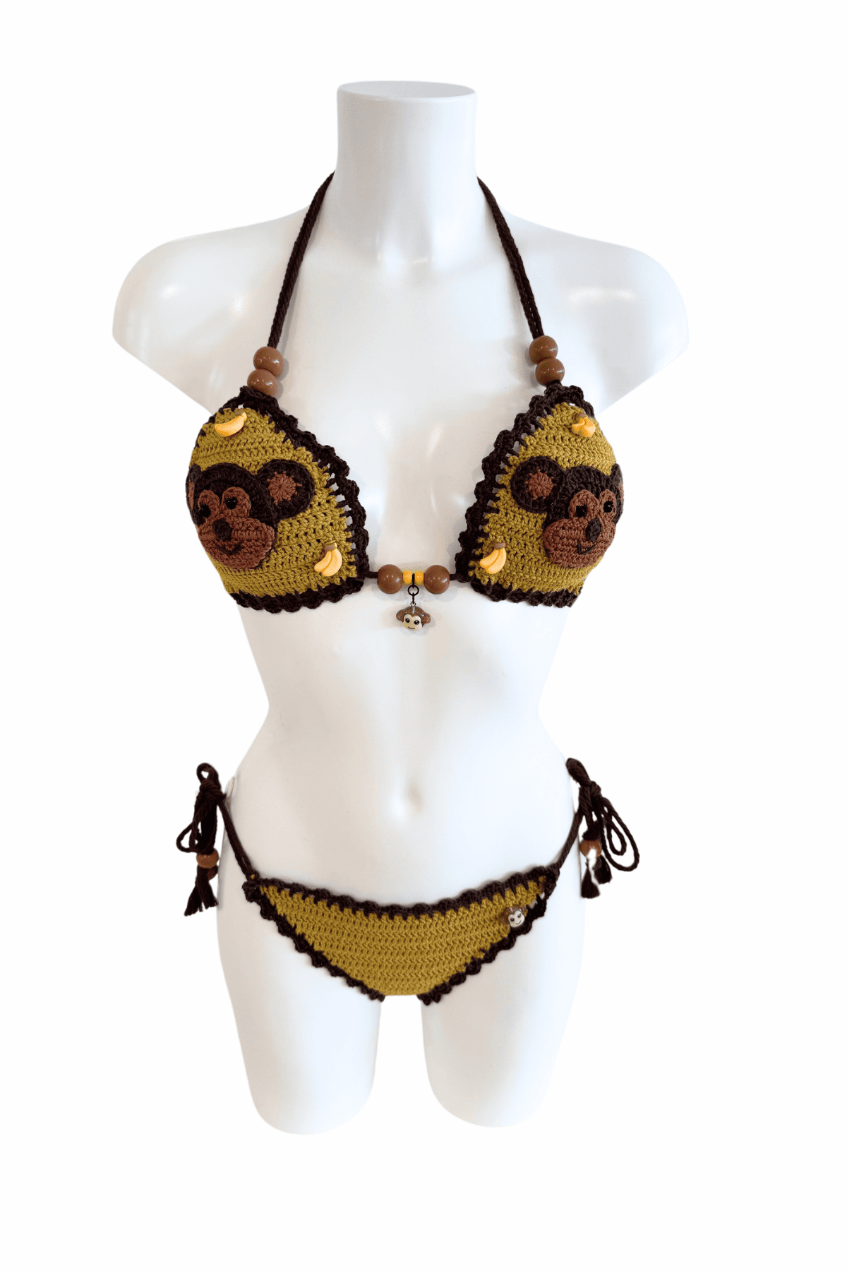 Monkey luxury crochet bikini, designed and handmade in Switzerland by RA LIVING – exclusive designer beachwear and swimwear for a stylish summer look.