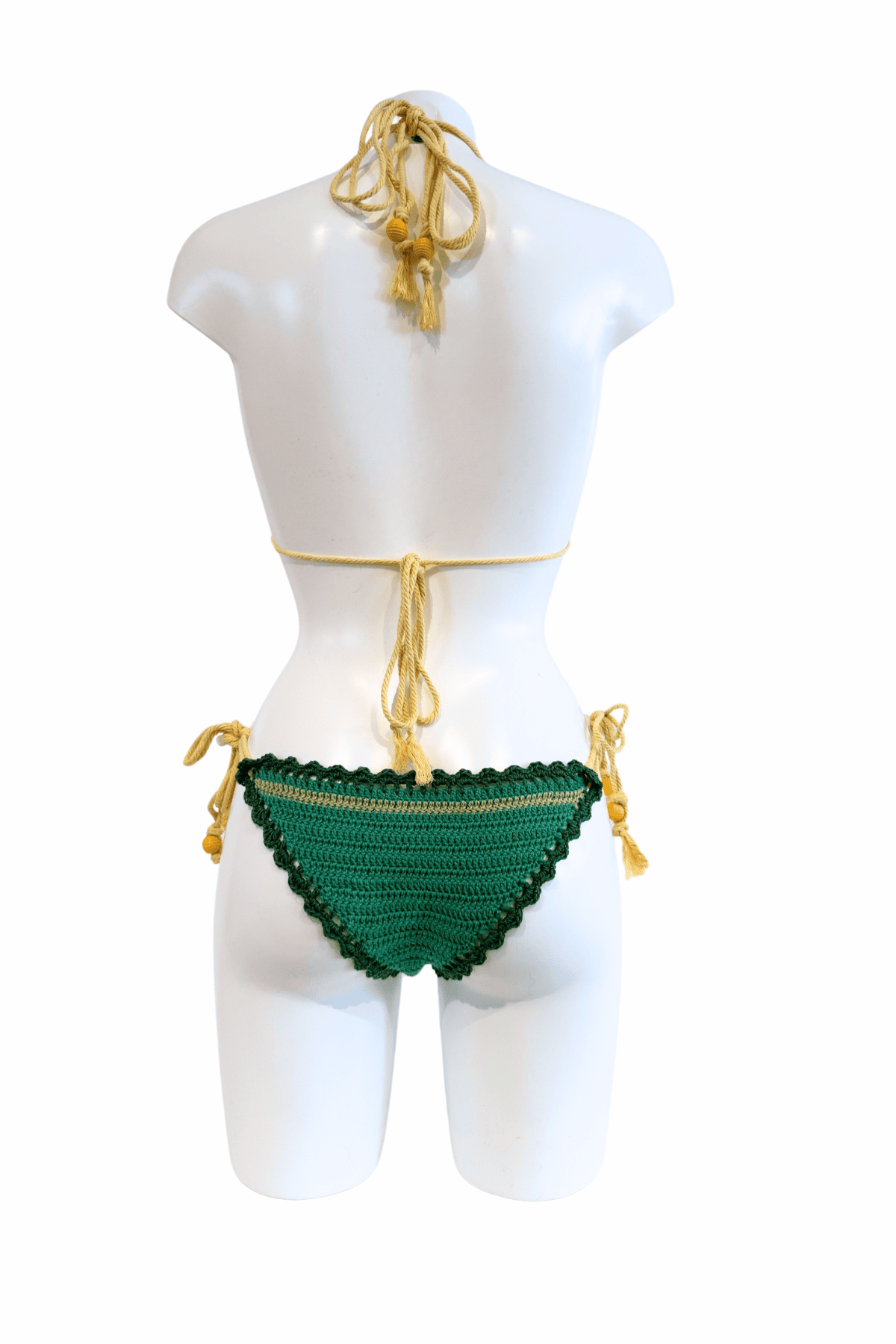 Lego luxury crochet bikini, designed and handmade in Switzerland by RA LIVING – exclusive designer beachwear and swimwear for a stylish summer look.