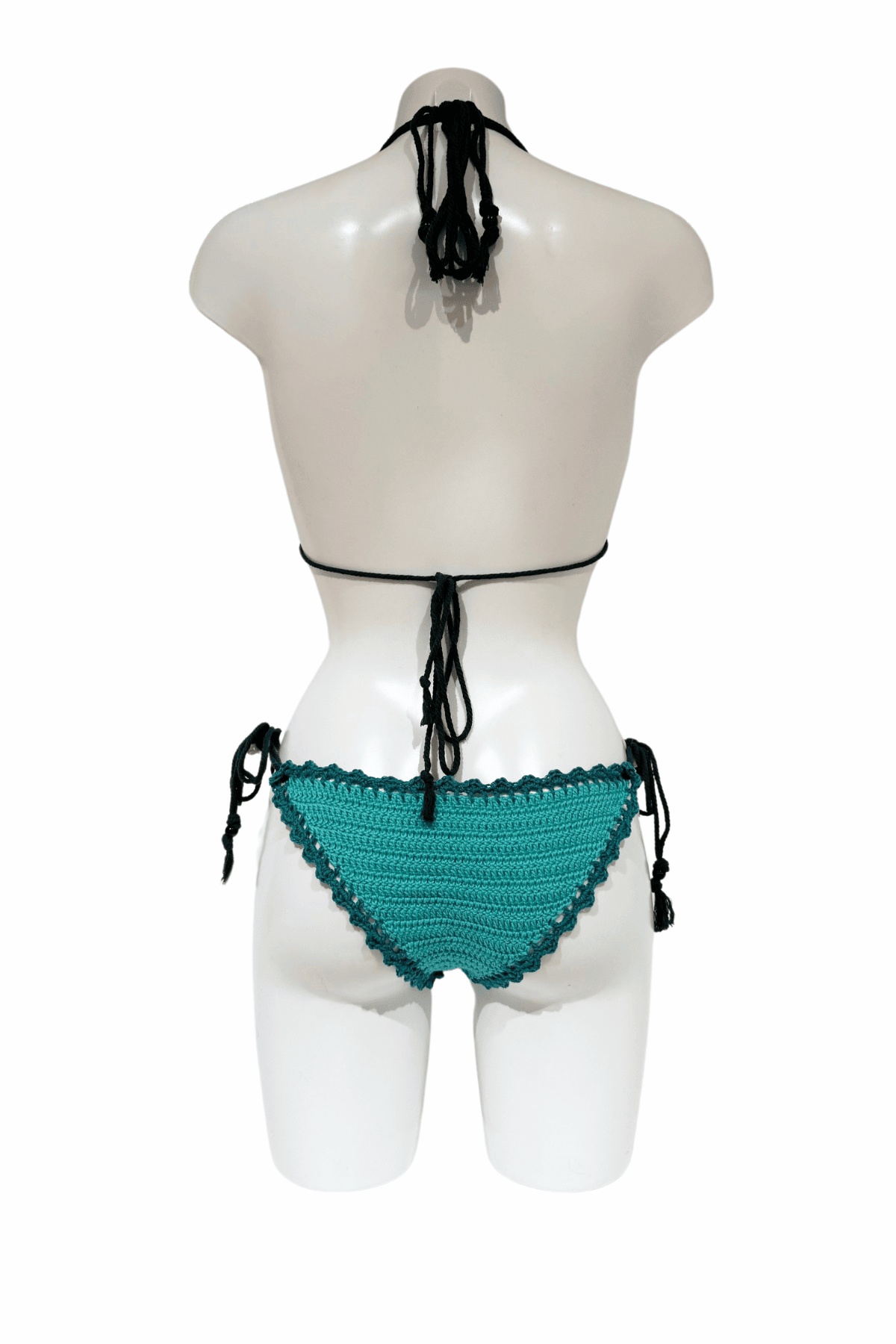 Blue Black Paw luxury crochet bikini, designed and handmade in Switzerland by RA LIVING – exclusive designer beachwear and swimwear for a stylish summer look.