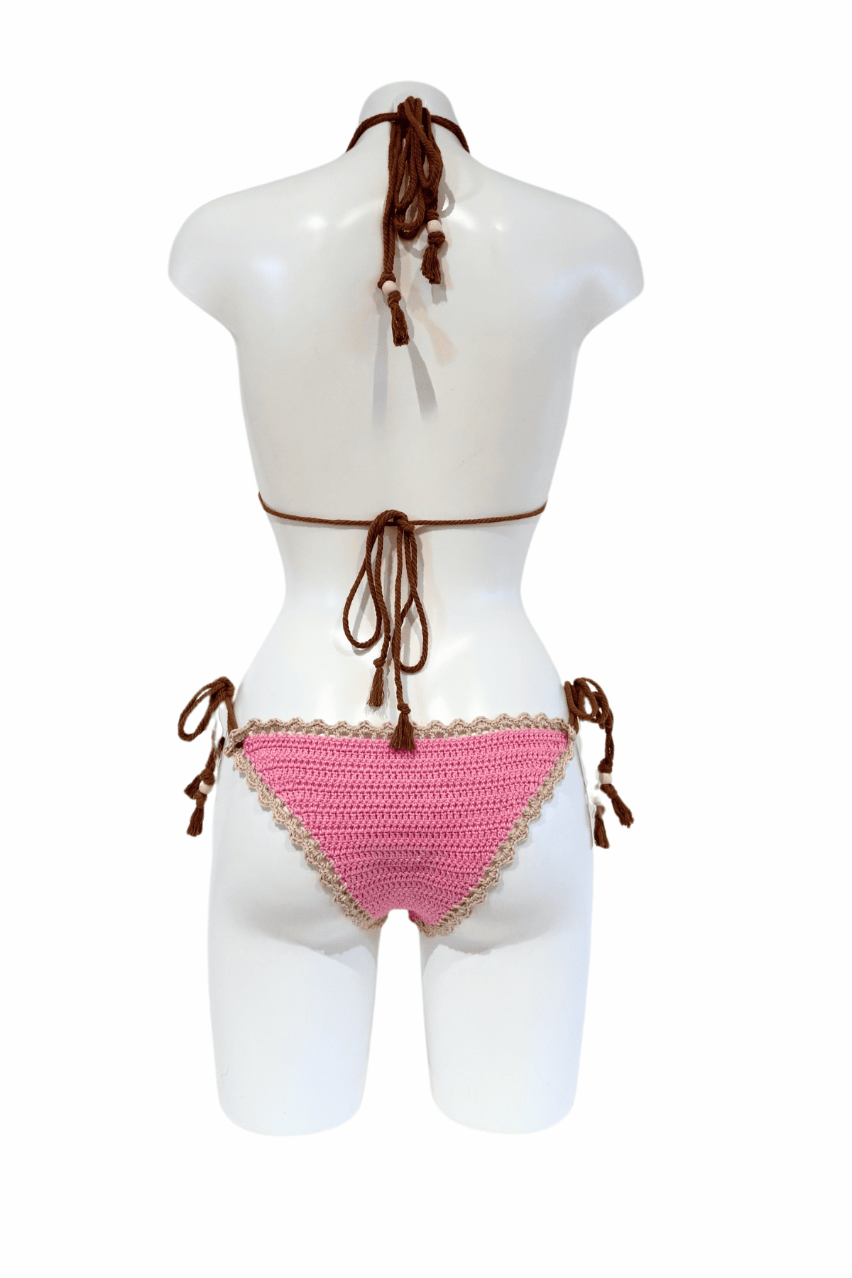 Pink Rainbow luxury crochet bikini, designed and handmade in Switzerland by RA LIVING – exclusive designer beachwear and swimwear for a stylish summer look.
