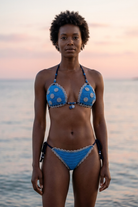 Count on Me crochet bikini on model, front view - RA LIVING, handmade in Switzerland