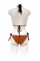 Brown dog luxury crochet bikini, designed and handmade in Switzerland by RA LIVING – exclusive designer beachwear and swimwear for a stylish summer look.