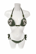 Green Grey Dog luxury crochet bikini, designed and handmade in Switzerland by RA LIVING – exclusive designer beachwear and swimwear for a stylish summer look.