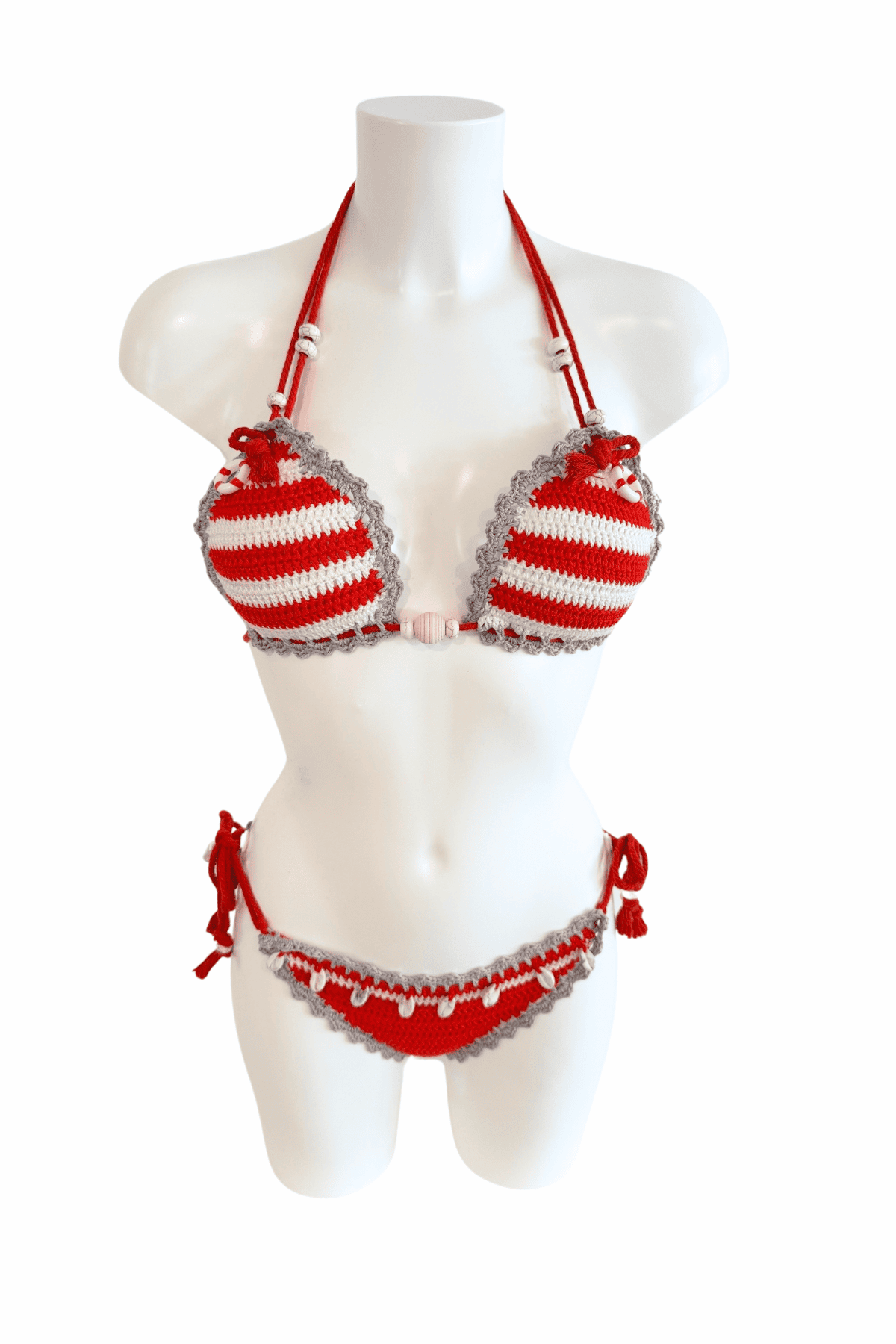 Baywatch luxury crochet bikini, designed and handmade in Switzerland by RA LIVING – exclusive designer beachwear and swimwear for a stylish summer look.