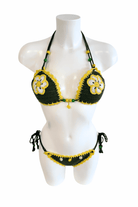 Flower luxury crochet bikini, designed and handmade in Switzerland by RA LIVING – exclusive designer beachwear and swimwear for a stylish summer look.