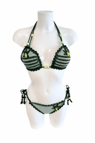 Mint Striped luxury crochet bikini, designed and handmade in Switzerland by RA LIVING – exclusive designer beachwear and swimwear for a stylish summer look.