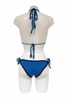 Classic Blue luxury crochet bikini, designed and handmade in Switzerland by RA LIVING – exclusive designer beachwear and swimwear for a stylish summer look.