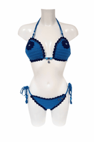 Classic Blue luxury crochet bikini, designed and handmade in Switzerland by RA LIVING – exclusive designer beachwear and swimwear for a stylish summer look.