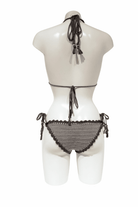 Classic Grey luxury crochet bikini, designed and handmade in Switzerland by RA LIVING – exclusive designer beachwear and swimwear for a stylish summer look.