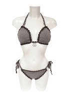 Classic Grey luxury crochet bikini, designed and handmade in Switzerland by RA LIVING – exclusive designer beachwear and swimwear for a stylish summer look.